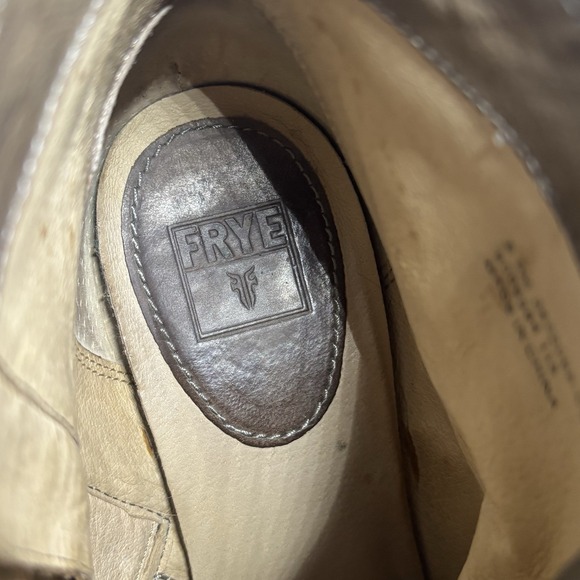 Frye Reina Ankle Bootie Womens Sz 8.5M Brown Beige Leather Cowboy Western Zipper - Picture 10 of 11